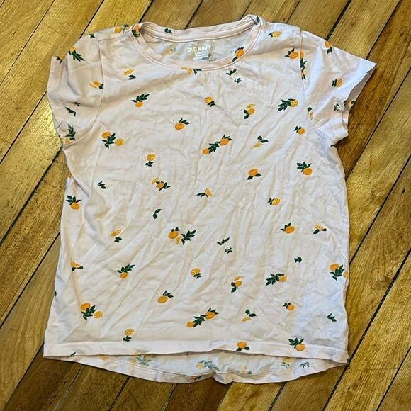 Old Navy Girl’s Light Pink Softest Tee with Orange Slices Size Large (10-12) - Picture 1 of 6